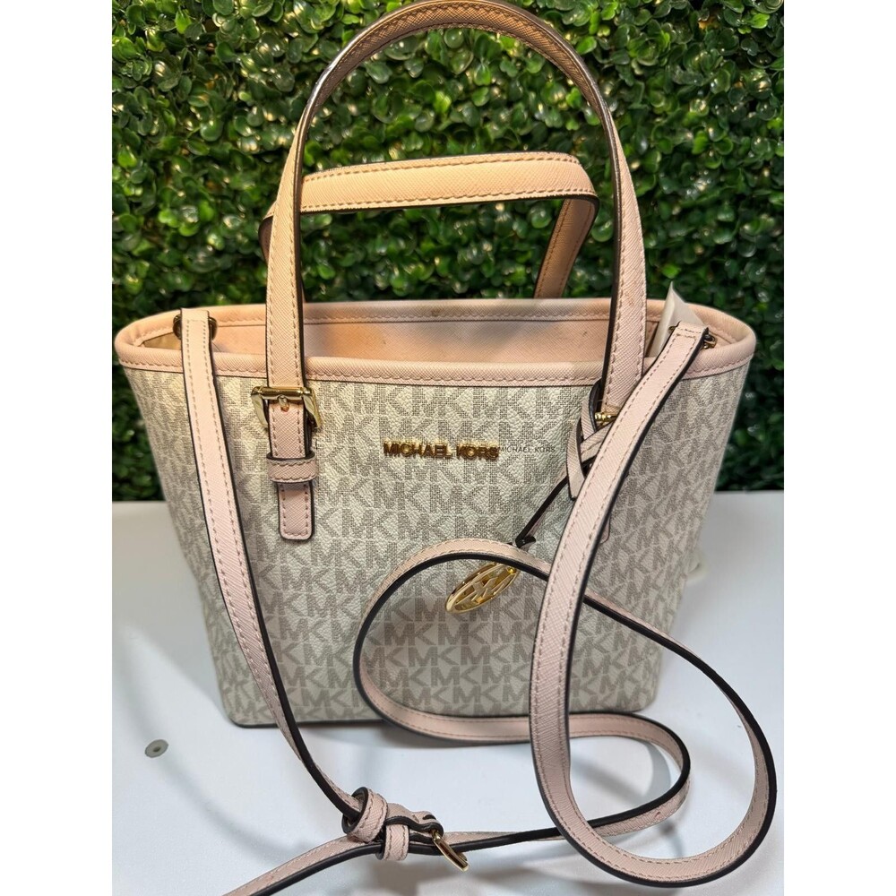 Michael Kors Purse XS Vanilla Pink Carryall Tote Handbag Crossbody Bag Shoulder